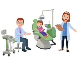 Dentist and boy isolated cartoon vector illustrations