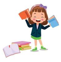 cute little student with books vector