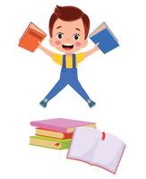 cute little student with books vector