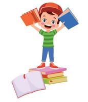 cute little student with books vector