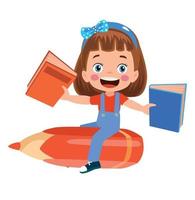 cute little student with books vector