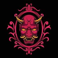 Hannya Onimask with Ornament Frame vector