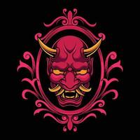 hannya onimask con marco de adorno vector