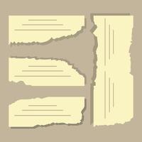 diseño de páginas rasgadas. notas de papel rasgadas bordes rasgados con cinta, bloc de notas vectorial papelería de color realista papel de notas en blanco vector