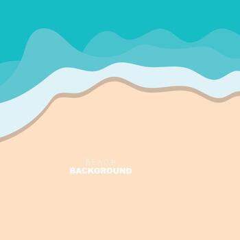 Beach Background, Beach Scene Design With Sand and Ocean Waves, Template Icon Vector Illustration