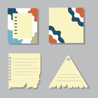 diseño de páginas rasgadas. notas de papel rasgadas bordes rasgados con cinta, bloc de notas vectorial papelería de color realista papel de notas en blanco vector