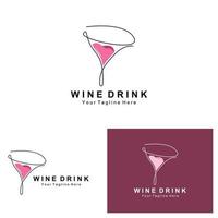 Beverage Wine Logo Design, Glass Illustration, Alcohol Drink Bottle, Company Product Vector