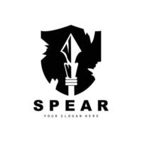 logotipo de lanza, diseño de equipo de caza, arma de guerra de flecha, vector de marca de producto