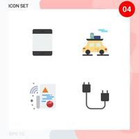 Modern Set of 4 Flat Icons Pictograph of computers digital hardware sports file Editable Vector Design Elements