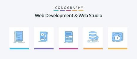 Web Development And Web Studio Blue 5 Icon Pack Including data. algorithm. layout. responsive. internet. Creative Icons Design vector