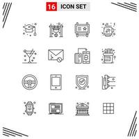 Set of 16 Modern UI Icons Symbols Signs for tea coffee cook road advertising billboard Editable Vector Design Elements