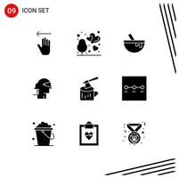 Pack of 9 creative Solid Glyphs of ax path bowl leader business Editable Vector Design Elements