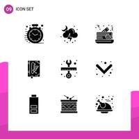 Modern Set of 9 Solid Glyphs and symbols such as tool edict cake declaration codex Editable Vector Design Elements