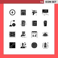 Modern Set of 16 Solid Glyphs and symbols such as hardware cooling web speed checking condition park Editable Vector Design Elements