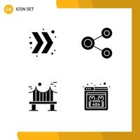 conjunto de 4 iconos de ui modernos símbolos signos para puente de flecha conectar compartir elementos de diseño vectorial editables de río vector