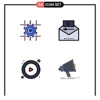 Universal Icon Symbols Group of 4 Modern Filledline Flat Colors of setting control line video advertising player Editable Vector Design Elements