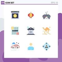 Modern Set of 9 Flat Colors and symbols such as bank code game web play station Editable Vector Design Elements