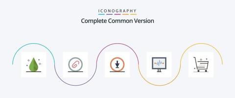 Complete Common Version Flat 5 Icon Pack Including pulse line. lifeline. pin. heartbeat. navigation vector