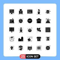 Pictogram Set of 25 Simple Solid Glyphs of plant mario admin game software Editable Vector Design Elements