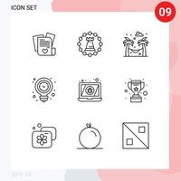 9 Thematic Vector Outlines and Editable Symbols of bug light strategy idea clock Editable Vector Design Elements