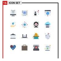 Group of 16 Flat Colors Signs and Symbols for website link agreement internet speaker Editable Pack of Creative Vector Design Elements