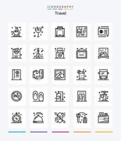 Creative Travel 25 OutLine icon pack  Such As debit. card. bag. vacation. postcard vector