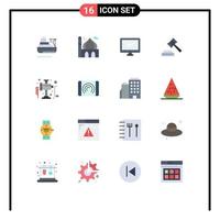 Pack of 16 Modern Flat Colors Signs and Symbols for Web Print Media such as grinder hammer pray court imac Editable Pack of Creative Vector Design Elements