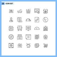 paquete de iconos de vector de stock de 25 signos y símbolos de línea para el día mundo boda recargar imagen editable vector elementos de diseño