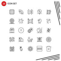 grupo de símbolos de icono universal de 25 líneas modernas de certificado de contratación de despertador elementos de diseño de vector editables humanos profesionales