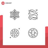 4 iconos creativos signos y símbolos modernos de análisis cosmos hoja web brillo elementos de diseño vectorial editables vector