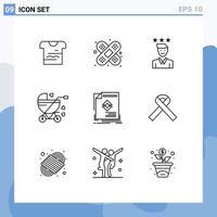 Set of 9 Vector Outlines on Grid for ad buggy business baby path Editable Vector Design Elements