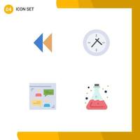 Set of 4 Commercial Flat Icons pack for control user video clock chemistry Editable Vector Design Elements
