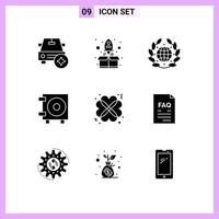 Pictogram Set of 9 Simple Solid Glyphs of romantic hearts earth wallet cash Editable Vector Design Elements