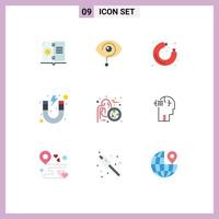 Group of 9 Flat Colors Signs and Symbols for study magnet mark learn supermarket Editable Vector Design Elements