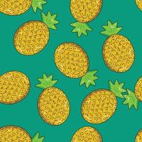 Pineapple vector background. Summer colorful tropical textile print.