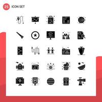 Editable Vector Line Pack of 25 Simple Solid Glyphs of process up favorite arrow deliver Editable Vector Design Elements