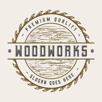 vector de ilustración de placa de etiqueta de diseño de carpintería de logotipo de trabajador de madera vintage