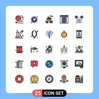 25 Thematic Vector Filled line Flat Colors and Editable Symbols of recording web page sports web info Editable Vector Design Elements