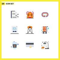 Group of 9 Modern Flat Colors Set for document certificate dealer business track Editable Vector Design Elements