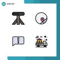 Pack of 4 Modern Filledline Flat Colors Signs and Symbols for Web Print Media such as dining basic basic map delivery Editable Vector Design Elements