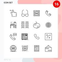 Universal Icon Symbols Group of 16 Modern Outlines of home desk tecnology table phone Editable Vector Design Elements