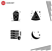 Pack of 4 creative Solid Glyphs of cake network holiday food security Editable Vector Design Elements