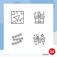 Pictogram Set of 4 Simple Filledline Flat Colors of gps celebtare gift decorations confetti Editable Vector Design Elements