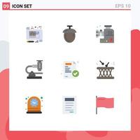 Set of 9 Modern UI Icons Symbols Signs for medical microscope food mincer microbiology chemistry Editable Vector Design Elements