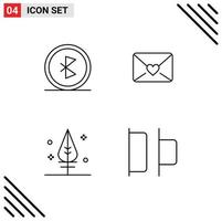 Pack of 4 Modern Filledline Flat Colors Signs and Symbols for Web Print Media such as bluetooth thanks network love distribute Editable Vector Design Elements