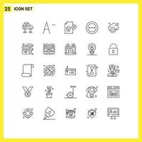 Mobile Interface Line Set of 25 Pictograms of cloud order graduation loading ellipsis Editable Vector Design Elements