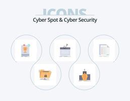 Cyber Spot And Cyber Security Flat Icon Pack 5 Icon Design. login. fraud. monarchy. rules. leader vector