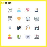 Modern Set of 16 Flat Colors Pictograph of customer business profile support food Editable Pack of Creative Vector Design Elements