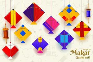 makar sankranti kites background vector