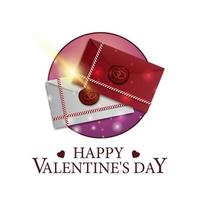 Happy Valentine's day, white square poscard with letters vector